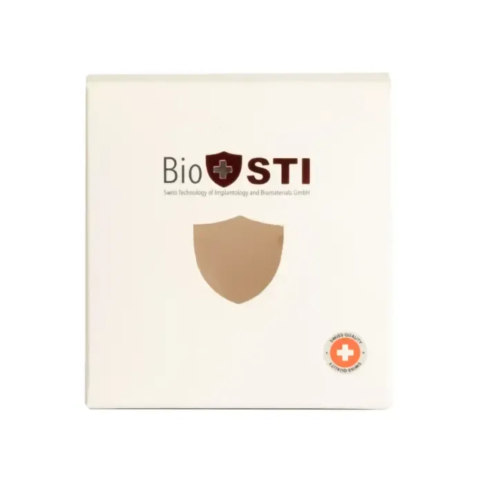 Custom printed white window box: folding carton with a shield-shaped die-cut window and clear film patch, used as medical device packaging